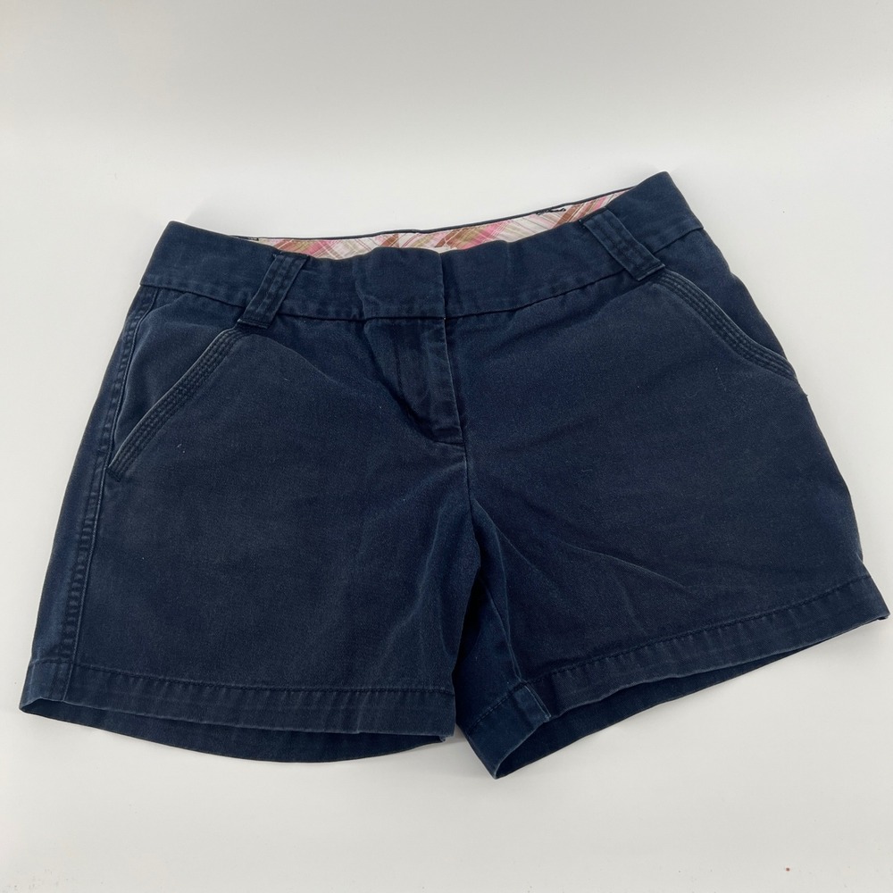 J.Crew Womens Navy Blue Chino Shorts City Fit Low Rise Size 2 Cotton